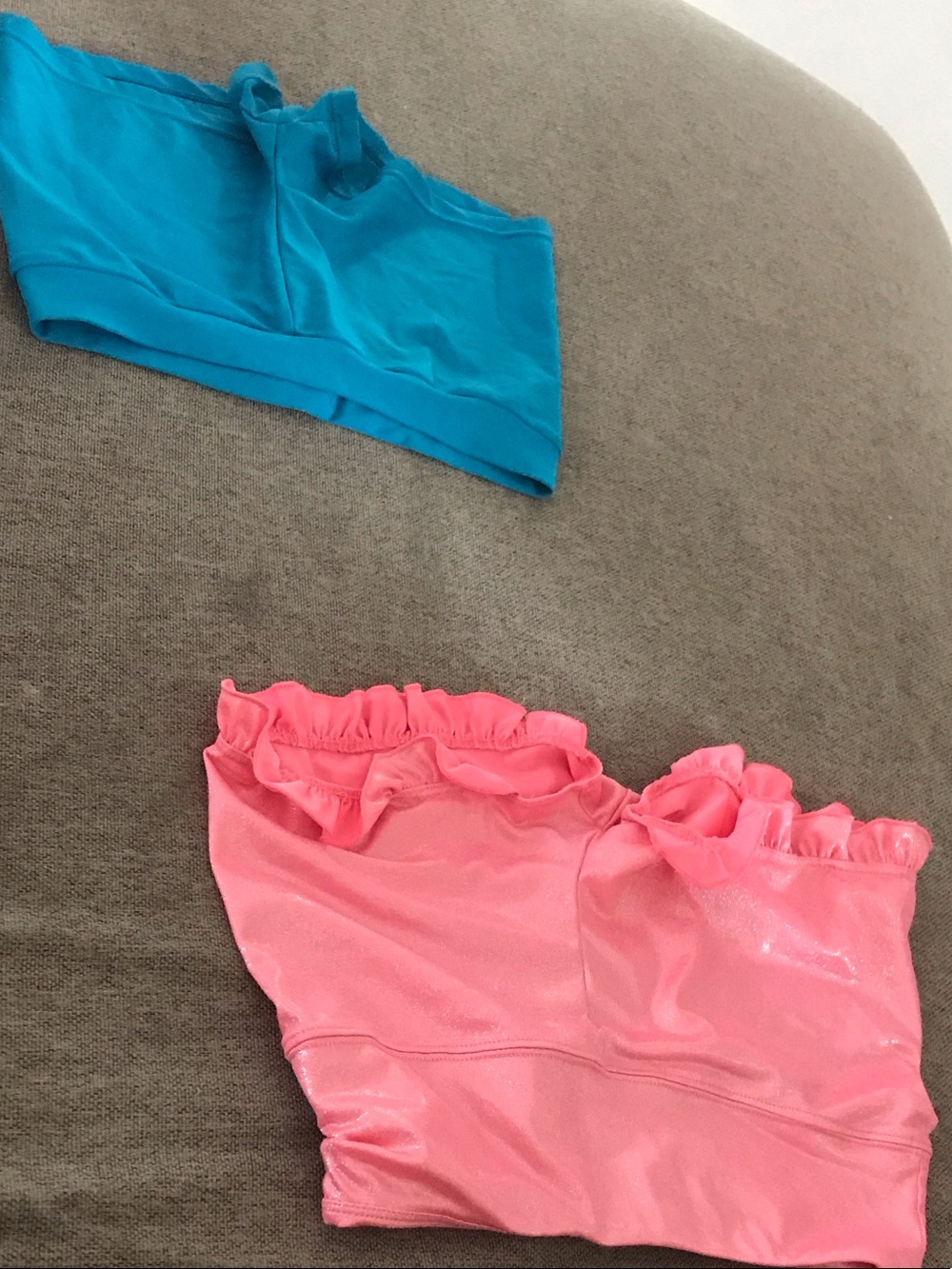 Kids Ruffle Tube dance shorts - Pink and Turquoise